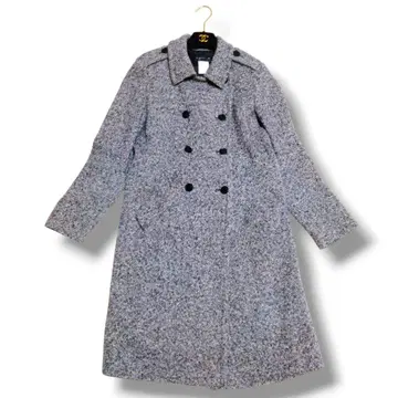 아그네스 베 트위드 울 롱 코트 36 S 블랙 가을/겨울 여성