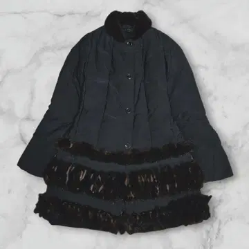 엘르만노 쉘비노 충전솜 코트 인조 모피 블랙 40