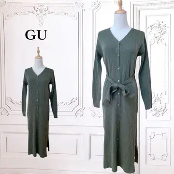 니트/원피스 [지유] [S~M] 그린 리브 심플 롱 긴팔