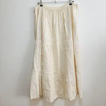 아이보리 플레어 롱 스커트 허리밴딩 빅 루즈핏