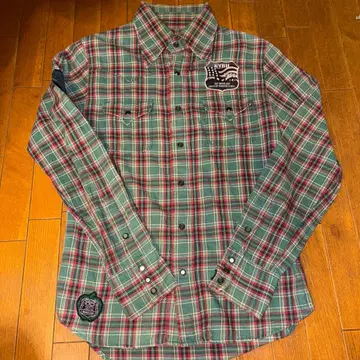 TMT Big Holiday 그린 레드 체크 플란넬 셔츠