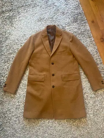 beams 브라운 체스터 코트 울 혼방