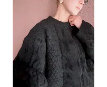 RATA 오리지널 니트 케이블 무늬 BLACK 가디건