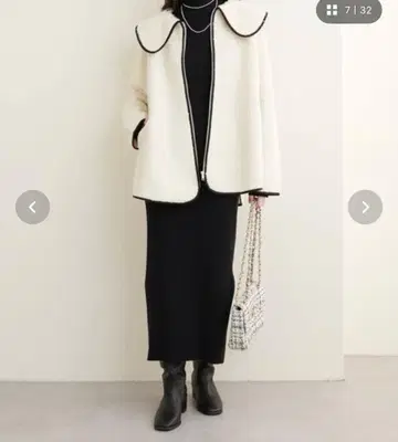 [ natural couture ] 빅 카라 루프 부클레 숏 기장 코트