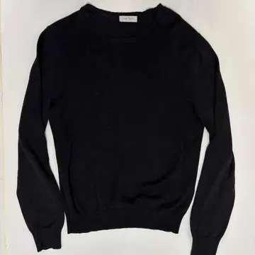 그랑사쏘 12G 하이 게이지 코튼 니트 크루넥 BLACK