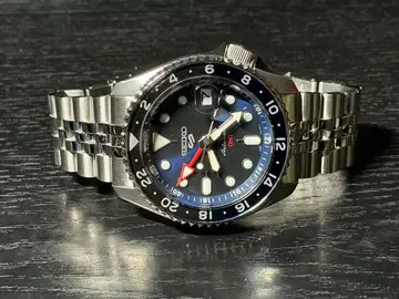 SEIKO 자동 와인딩 GMT 손목시계 블랙/블루