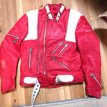 가죽 더블 라이더 자켓 빨간색