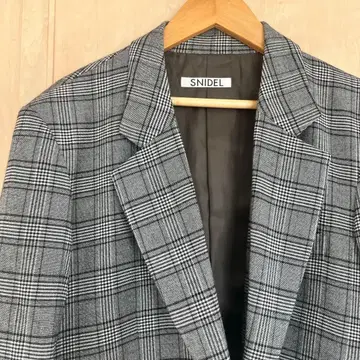 스나이델 오버 사이즈 울 체크 자켓 그레이