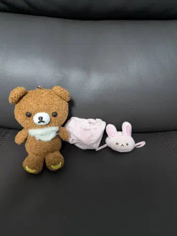 갈색곰 보아 외출 봉제 인형 키링 갈아입기 토끼 팬츠