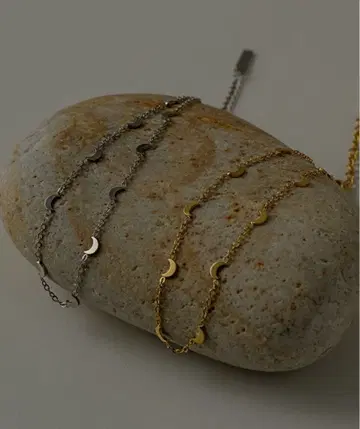 달 모티브 발찌 실버