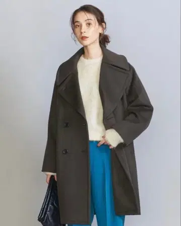 뷰티 앤 유스 해밀턴 울 블렌드 P 코트 다크 그린 M