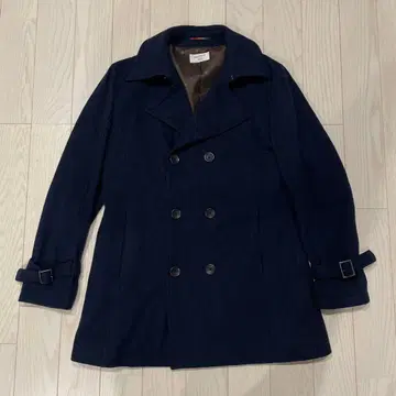 네이비 울 더블 브레스트 코트 M ORIHICA