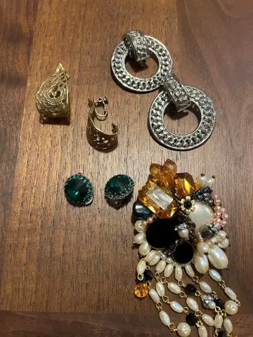 빈티지 장식 귀찌 브로치 세트