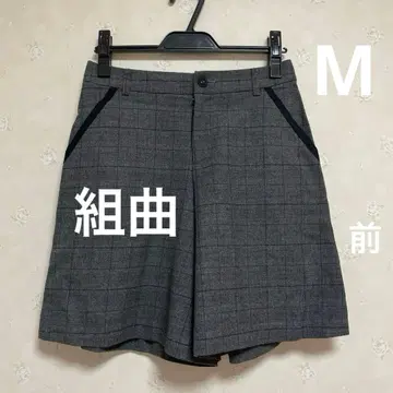 쿠미쿄쿠 KUMIKYOKU 그레이 체크 무늬 하프 팬츠