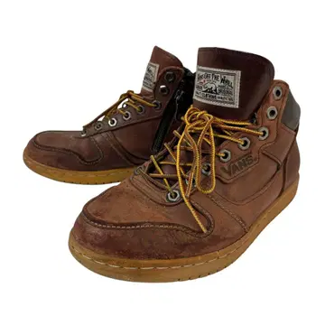 VANS 가죽 부츠 V2551Z 26cm 사이드 지퍼 브라운 빈티지풍