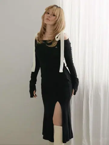 andmary Rathy ribbon long dress