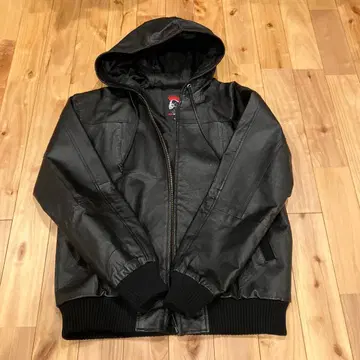 레드 모히칸 후드 부착 가죽 자켓 XXL 블랙