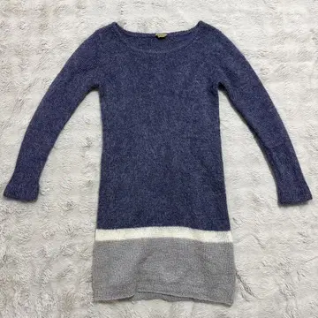 [ 새상품급 ] Noble 니트 스웨터 모헤어 혼방 네이비 멀티 컬러