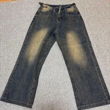 다크 블루 와이드 레그 데님