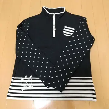 도트 스트라이프 하이넥 셔츠