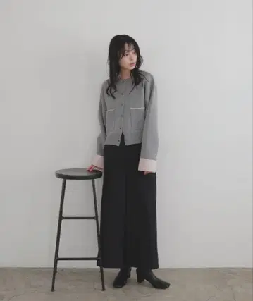 [ LIAN ] 바이컬러 니트 가디건 그레이 *완판템