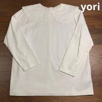 yori 긴팔 티셔츠 스캘럽 옷깃 프리 사이즈