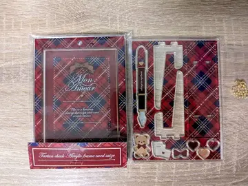 타탄 체크 아크릴 프레임 카드 사이즈 레드