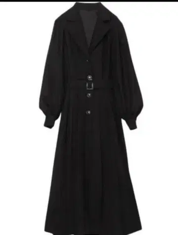 eimy istoire 블랙 플리츠 롱 코트 허리 벨트 포함