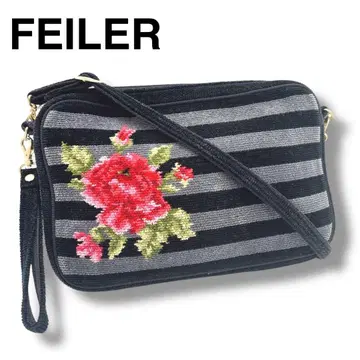 컨디션 최상 FEILER 페이러 슈니르 직조 꽃무늬 자수 숄더백 보더