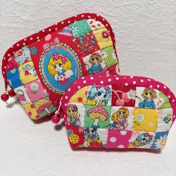 오토메틱 패치워크 파우치 2개 세트 핸드메이드