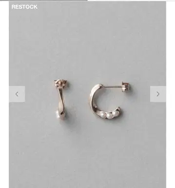 ete 펄 트위스트 후프 귀걸이 핑크 골드