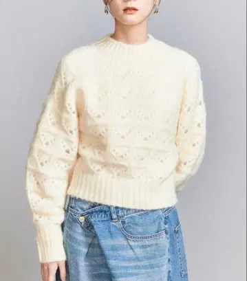 BEAUTY&YOUTH 시스루 니트 크루넥 풀오버