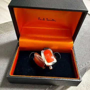 [레어] 폴스미스 커프 링크스 레드 스톤 심플 실버 박스 포함