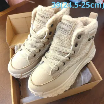 SUQUAN 베이지 하이컷 스니커즈 겨울 39(24.5-25cm)
