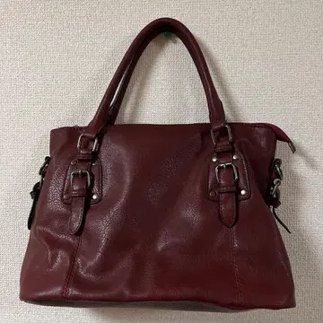 버건디 합성 피혁 핸드백