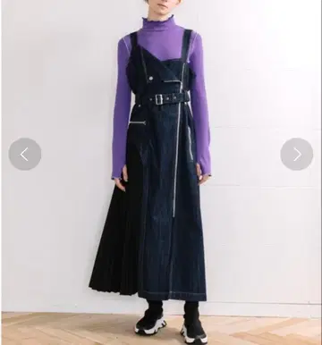 AULA AILA 라이더스 오버롤 스커트 데님 콤비