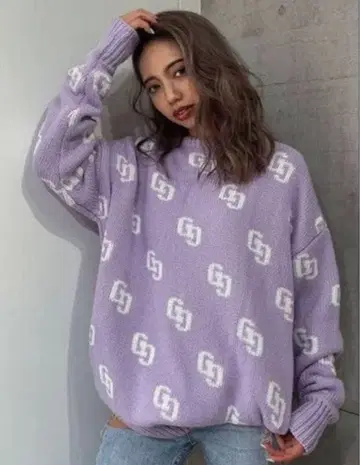 GYDA GG PATTERN 니트탑 퍼플