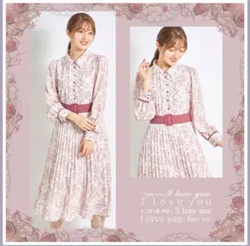 토코 벨트 포함 투알 드 주이 패턴 셔츠 플리츠 절개 배색 원피스 노엘라