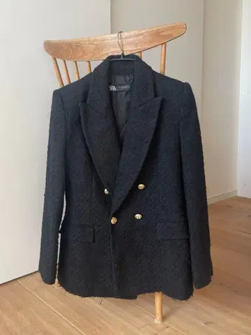 블랙 더블 브레스트 테일러드 자켓