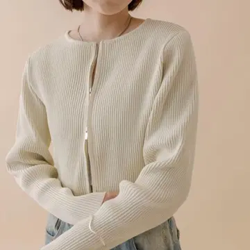 mystic mline W 지퍼 니트 리브 아이보리 미착용 새상품급