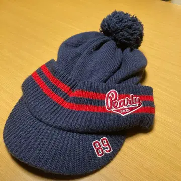 Pearl Gates 니트 모자 폼폼 포함 네이비