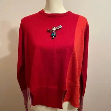 알베로베로 컬러 블록 빨간색 니트 스웨터