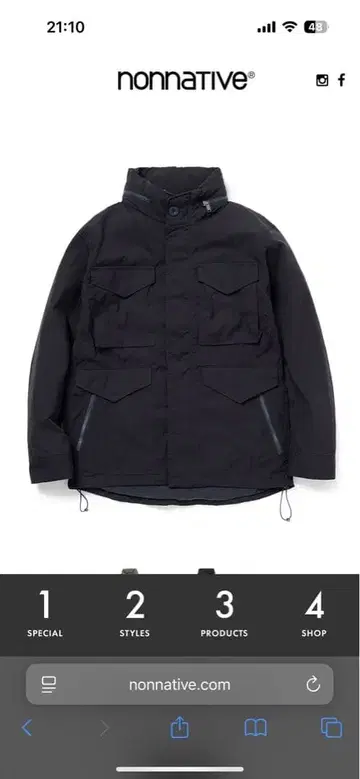 nonnative 밀리터리 자켓 네이비