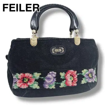 고품질 FEILER 페이러 슈니르 직조 꽃무늬 자수 핸드백 블랙