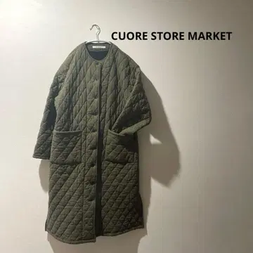 CUORE STORE MARKET 노카라 퀼팅 롱 코트