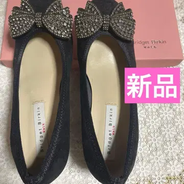 브리지트 버킨 워크 새상품 비쥬 리본 블랙 플랫슈즈 23.5