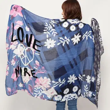 데시구알 네이비 꽃무늬 LOVE MORE 스톨