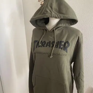 THRASHER 후드 부착 후드티 올리브 카키