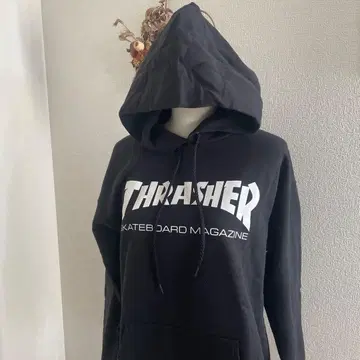 THRASHER 후드 부착 후드티 블랙 M