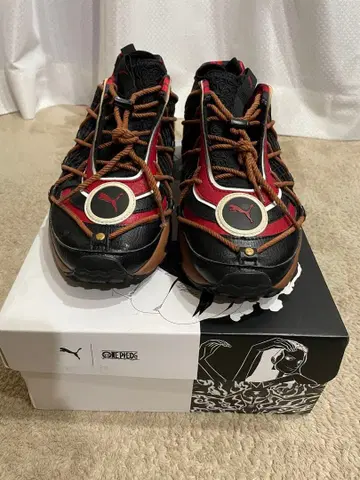 Puma 원피스 콜라보 스니커즈 블랙 레드 브라운 29cm 박스 있음